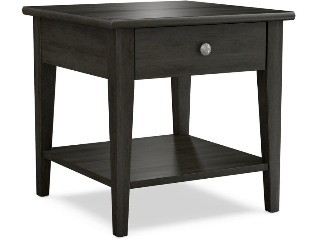 24" Square End Table w/Drawer & Shelf