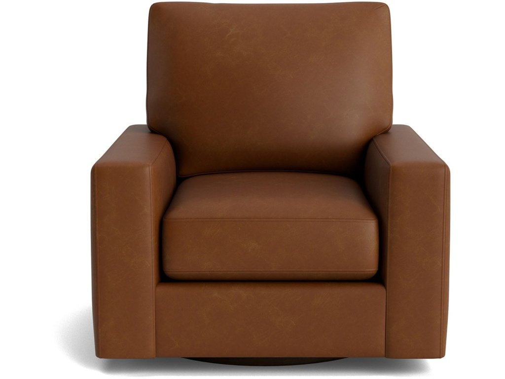 True Custom™ Leather Large Track Arm Swivel Chair