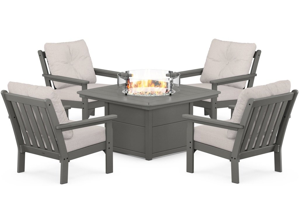 Vineyard 5-Piece Conversation Set With Fire Pit Table