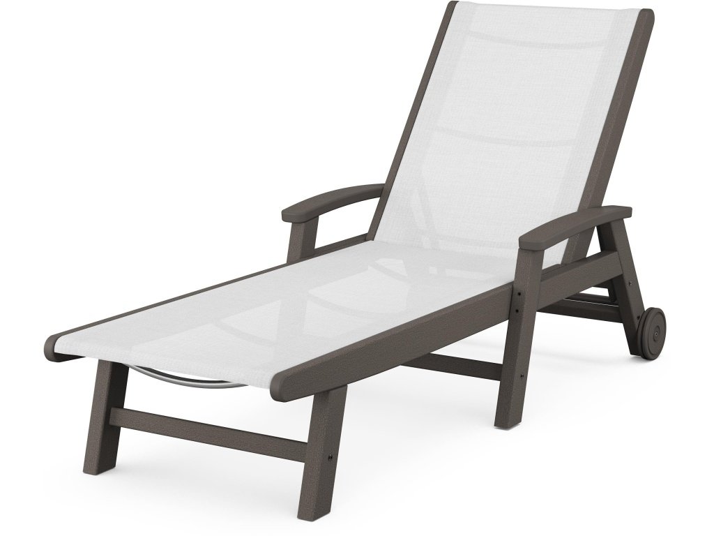 Coastal Chaise With Wheels In Vintage Finish