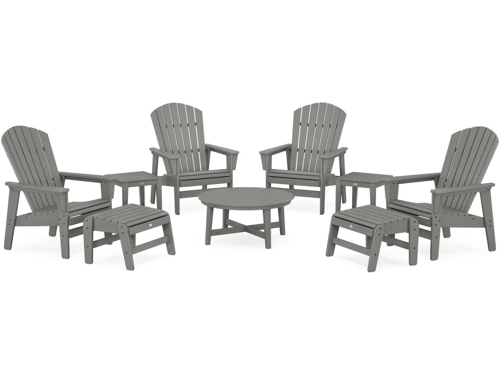 Nautical Grand Upright Adirondack 9-Piece Conversation Set