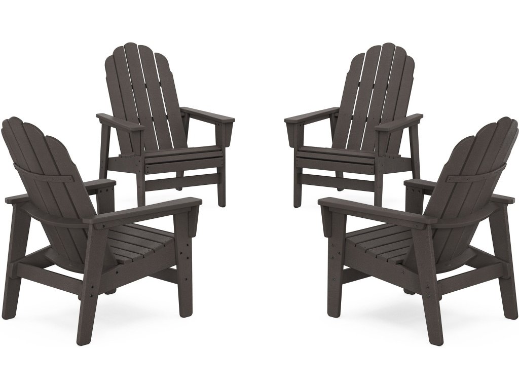 4-Piece Vineyard Grand Upright Adirondack Chair Conversation Set In Vintage Finish