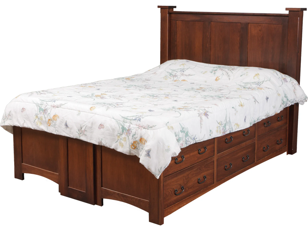Treasure Queen Pedestal Bed w/ 6 Drawers Per Side