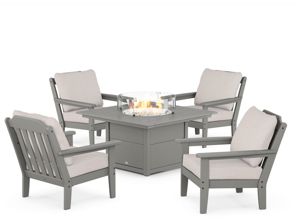 Country Living 5-Piece Deep Seating Set With Fire Pit Table