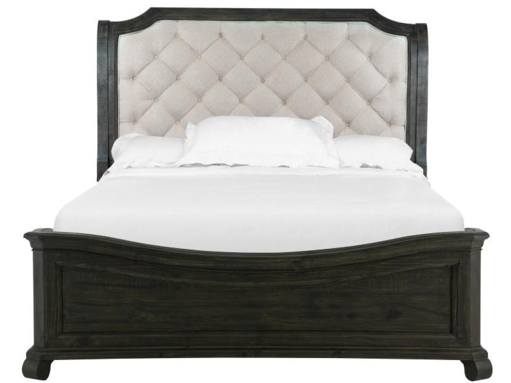 Complete Queen Sleigh Bed with Shaped Footboard