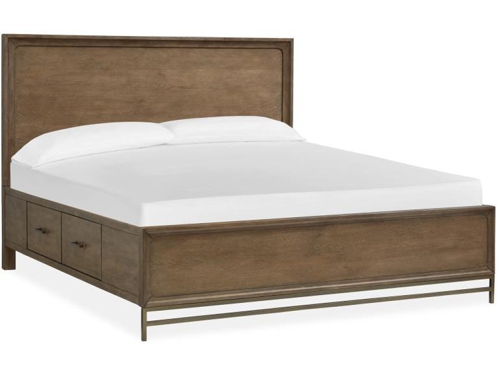 Complete Queen Panel Bed with Storage Rails