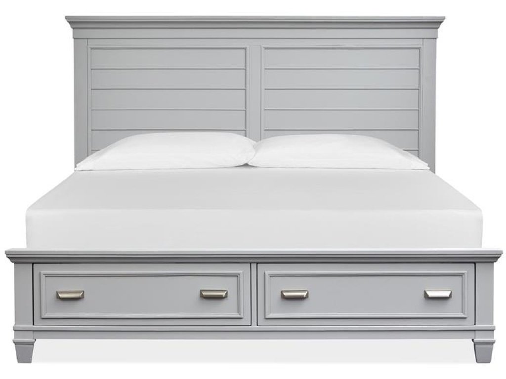 Complete Queen Panel Storage Bed - Grey