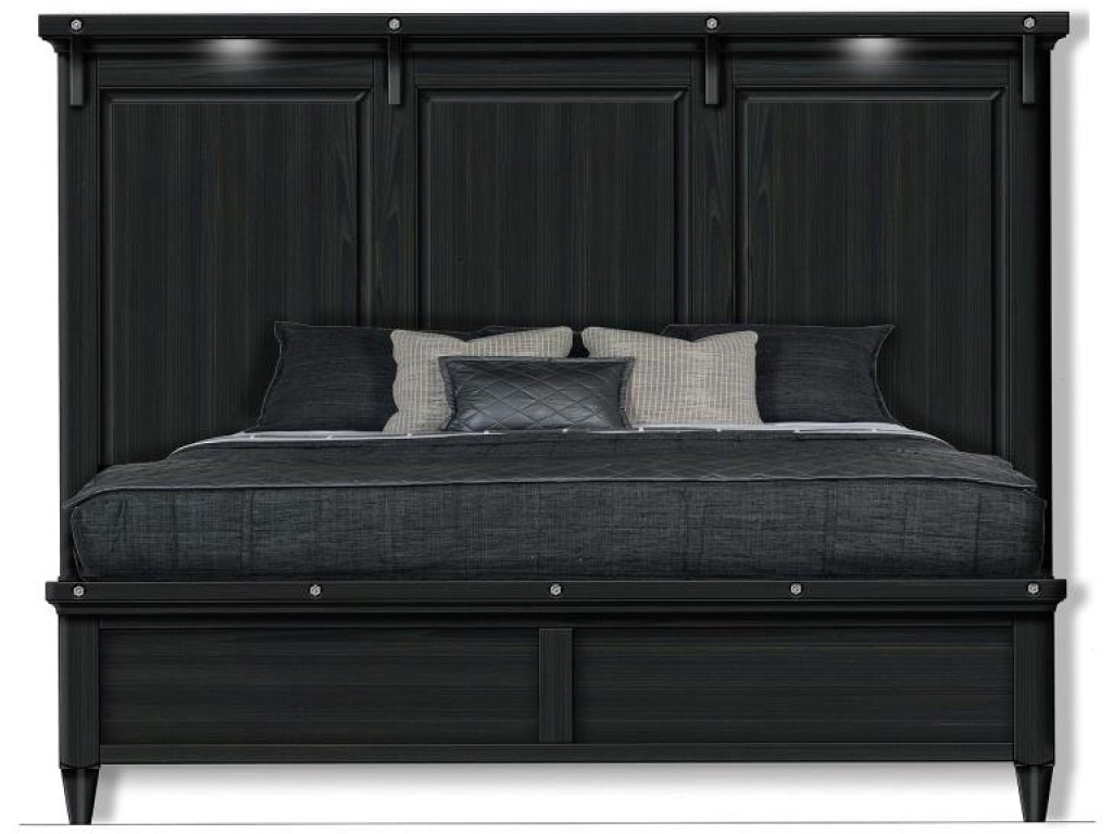 Complete Queen Lighted Panel Bed