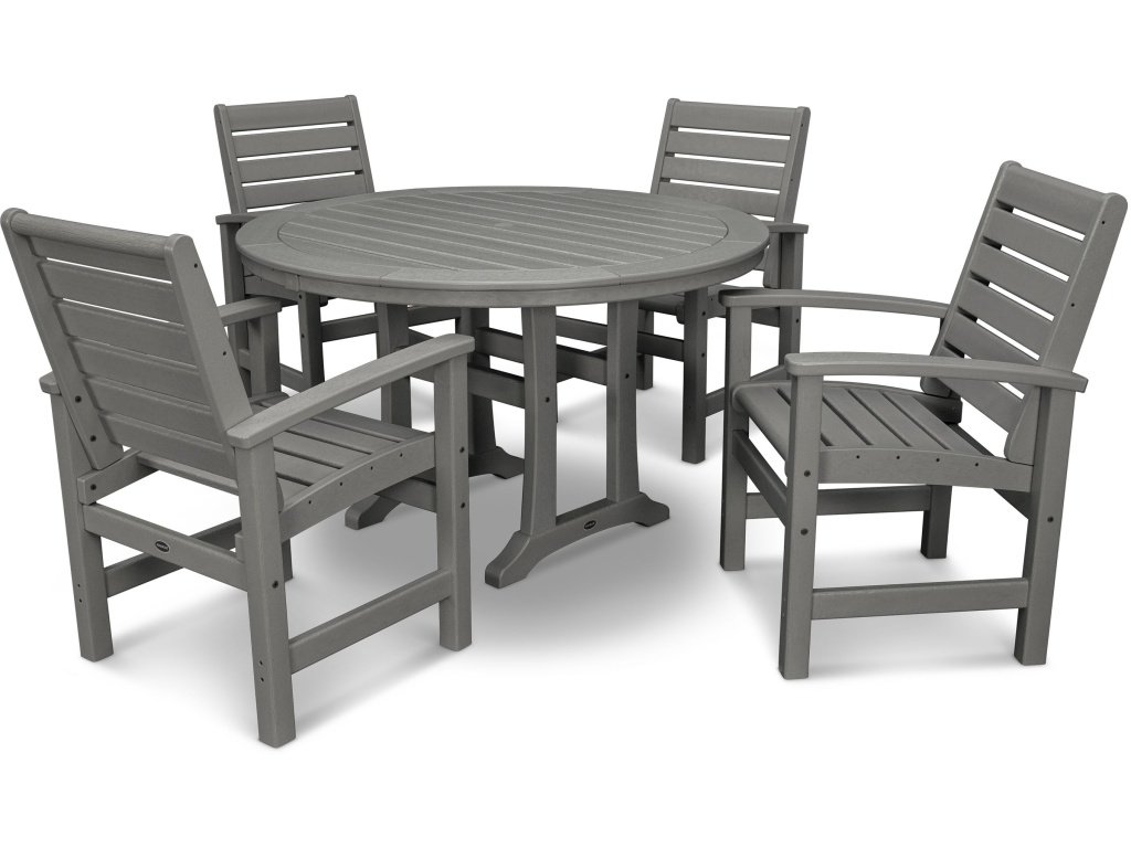 Signature 5-Piece Round Dining Set With Trestle Legs