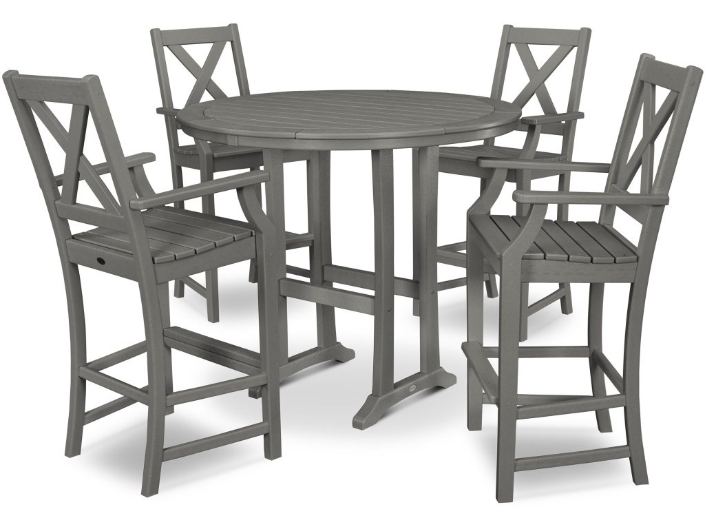 Braxton 5-Piece Nautical Trestle Arm Chair Bar Set