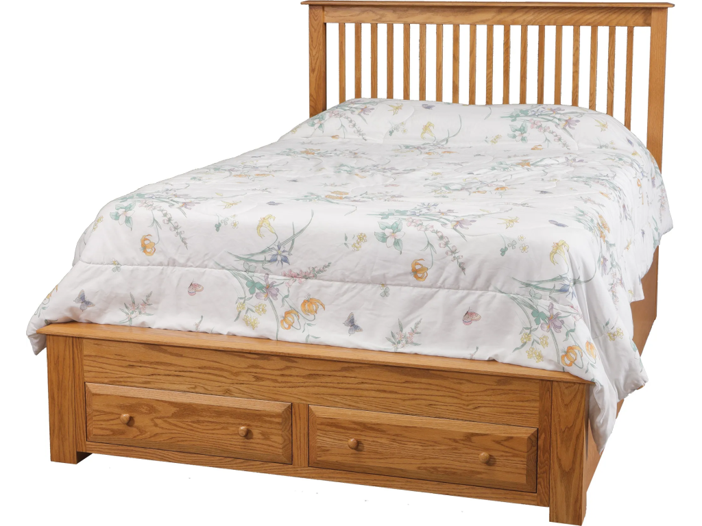 Simplicity Queen Pedestal Bed w/ 2 Drawers on End