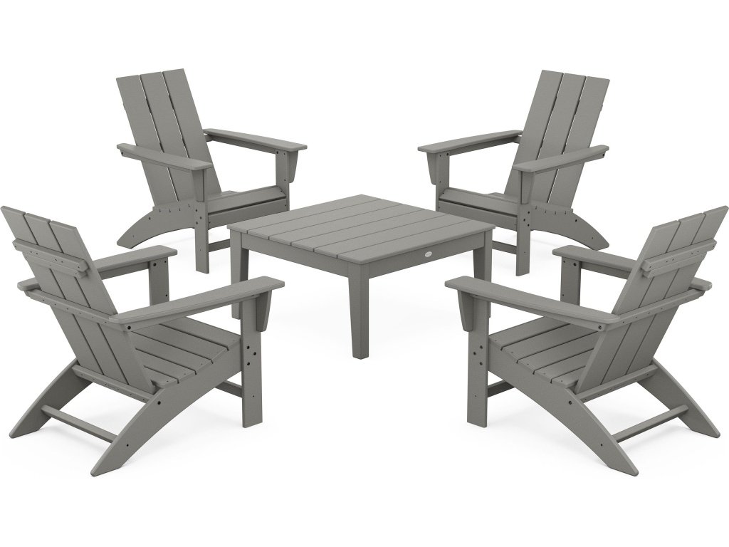 5-Piece Modern Adirondack Chair Conversation Set With 36" Conversation Table