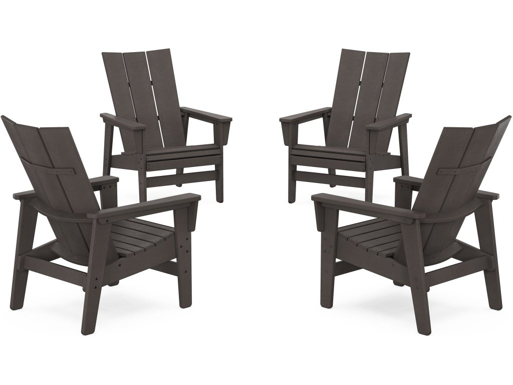 4-Piece Modern Grand Upright Adirondack Chair Conversation Set In Vintage Finish