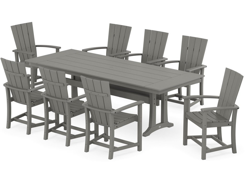 Quattro Adirondack 9-Piece Farmhouse Dining Set With Trestle Legs