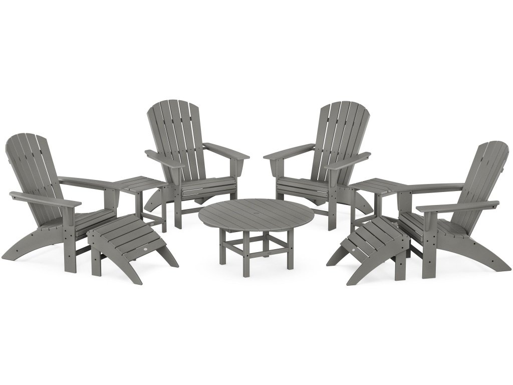 Nautical Curveback Adirondack Chair 9-Piece Conversation Set