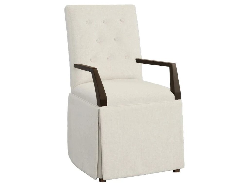 Straight Short Button Back Skirted Arm Chair 
