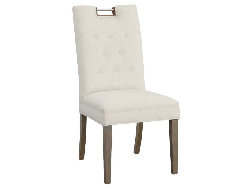 Nickel Metal Pull Tall Button Back Side Chair 