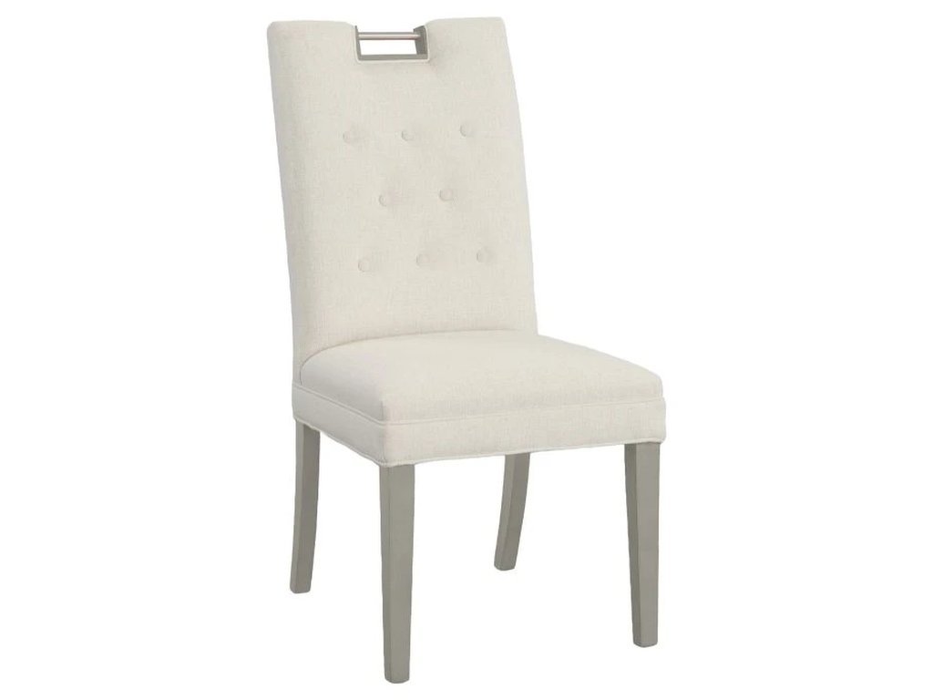 Nickel Metal Pull Tall Button Back Side Chair 