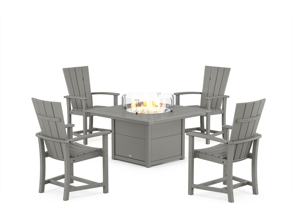 Quattro 4-Piece Upright Adirondack Conversation Set With Fire Pit Table