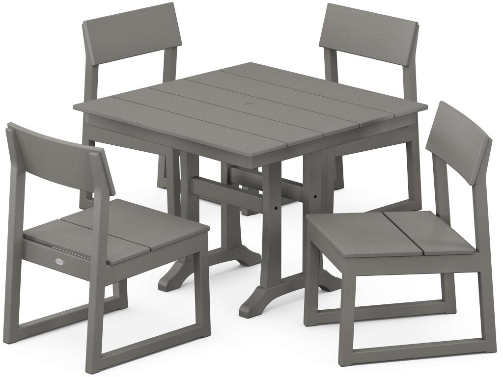 Edge 5-Piece Farmhouse Trestle Side Chair Dining Set