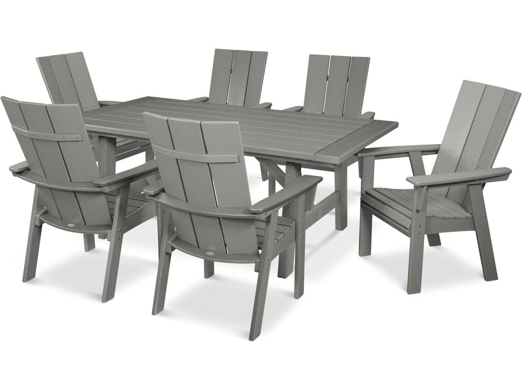 Modern Curveback Adirondack 7-Piece Rustic Farmhouse Dining Set