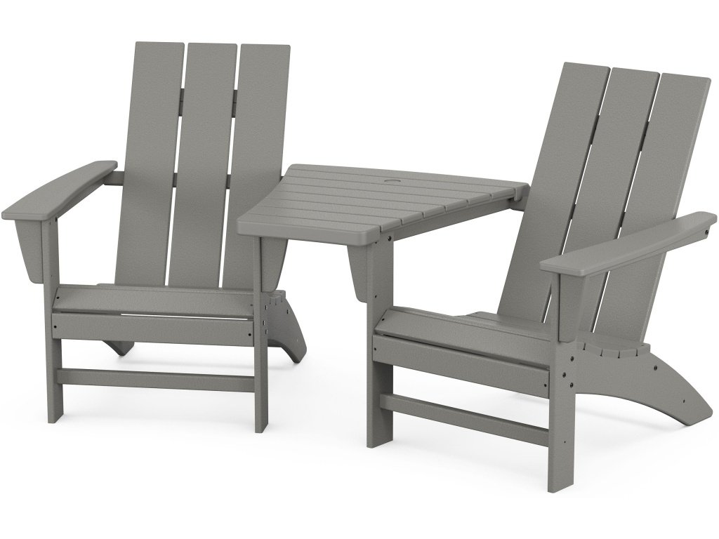 Modern 3-Piece Adirondack Set With Angled Connecting Table