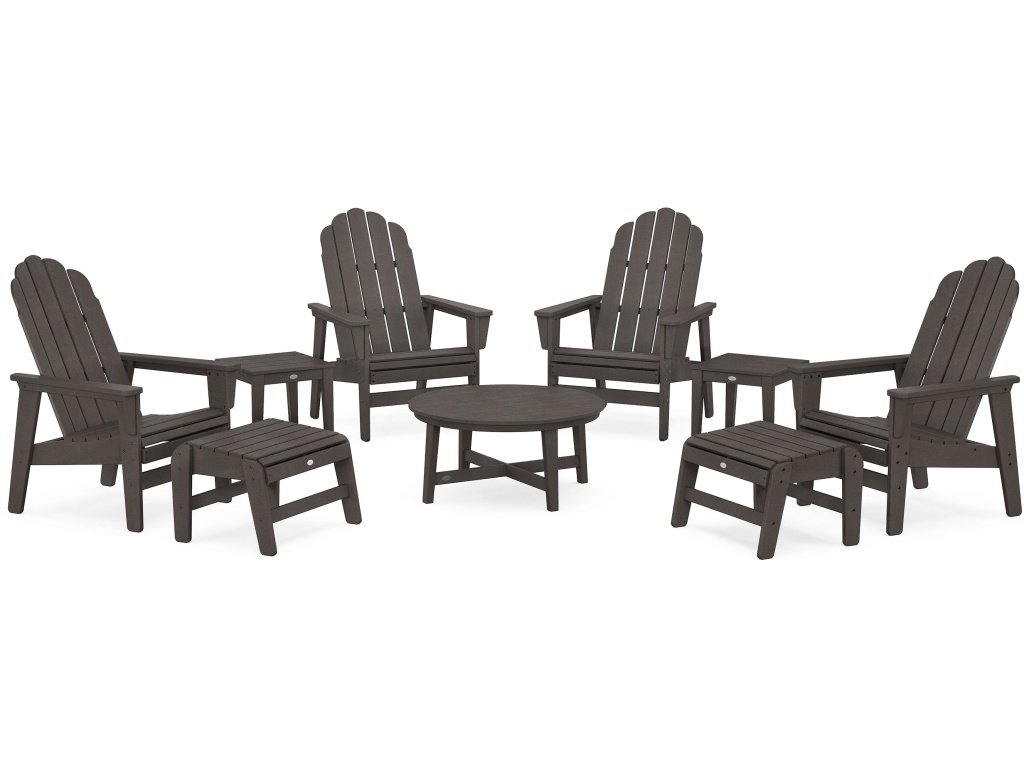 Vineyard Grand Upright Adirondack 9-Piece Conversation Set In Vintage Finish