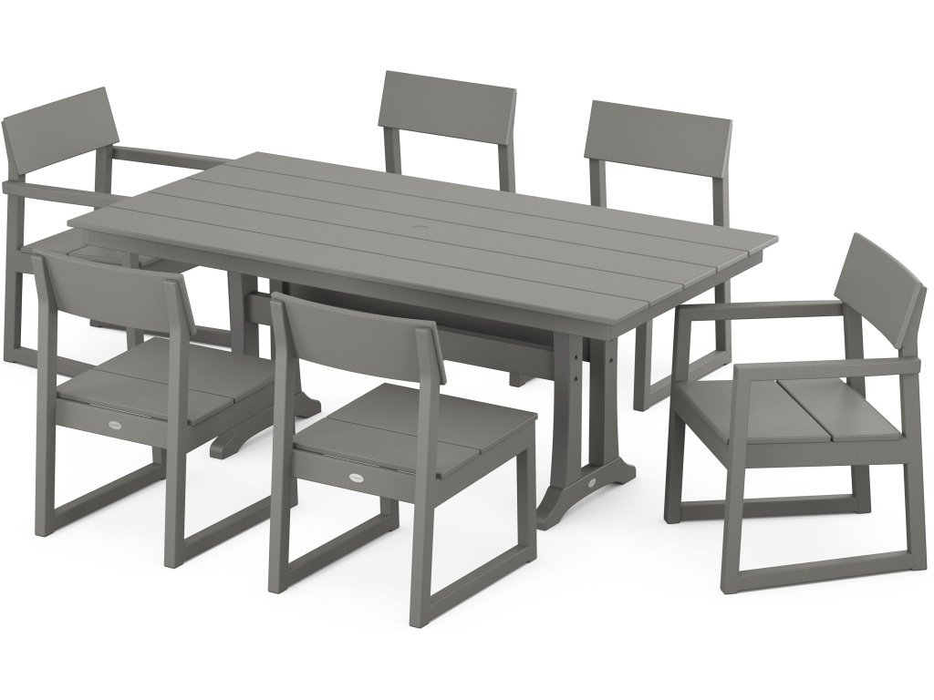 Edge 7-Piece Farmhouse Trestle Dining Set