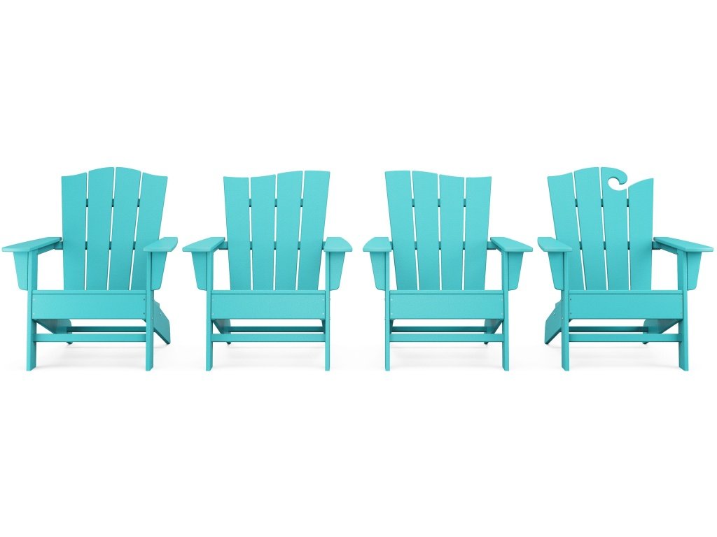Wave Collection 4-Piece Adirondack Chair Set