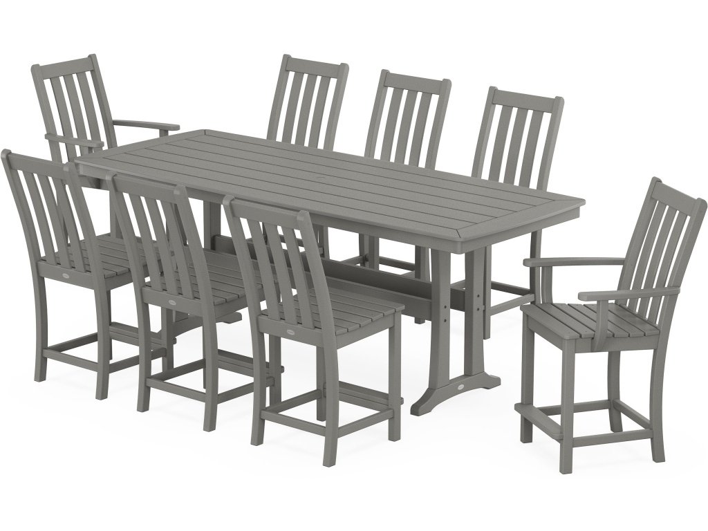 Vineyard 9-Piece Counter Set With Trestle Legs