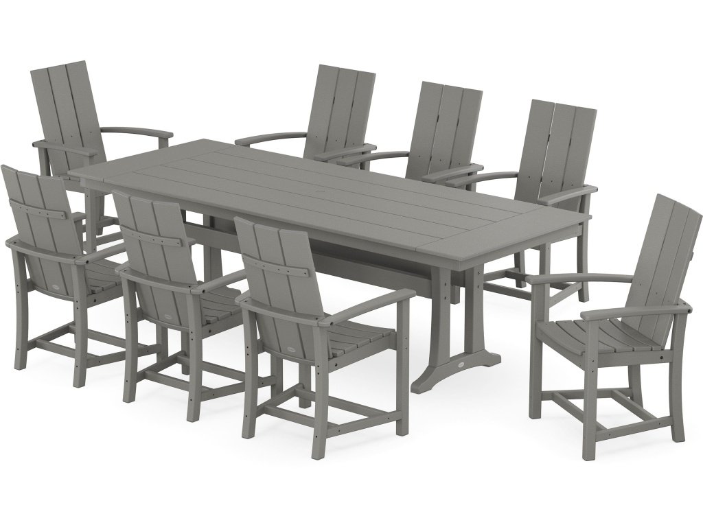 Modern Adirondack 9-Piece Farmhouse Dining Set With Trestle Legs