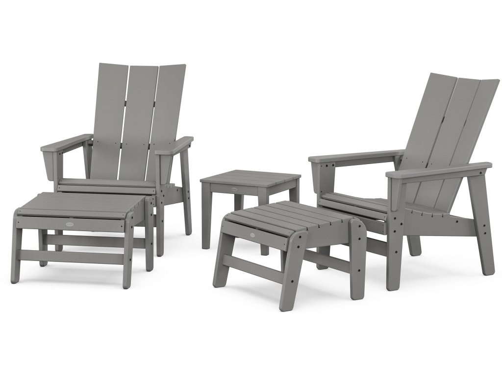 5-Piece Modern Grand Upright Adirondack Set With Ottomans And Side Table