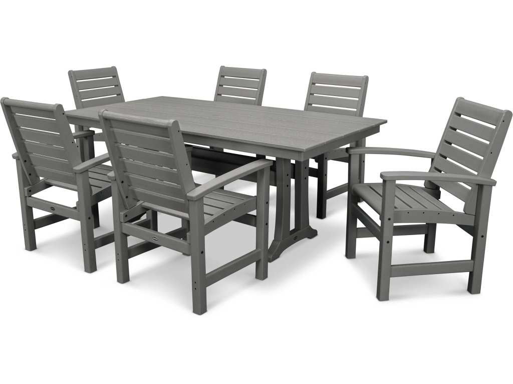 Signature 7-Piece Farmhouse Dining Set With Trestle Legs