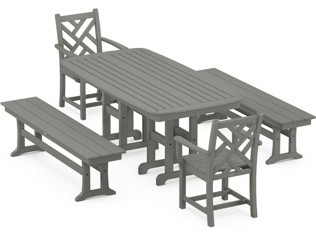 Chippendale 5-Piece Dining Set With Benches