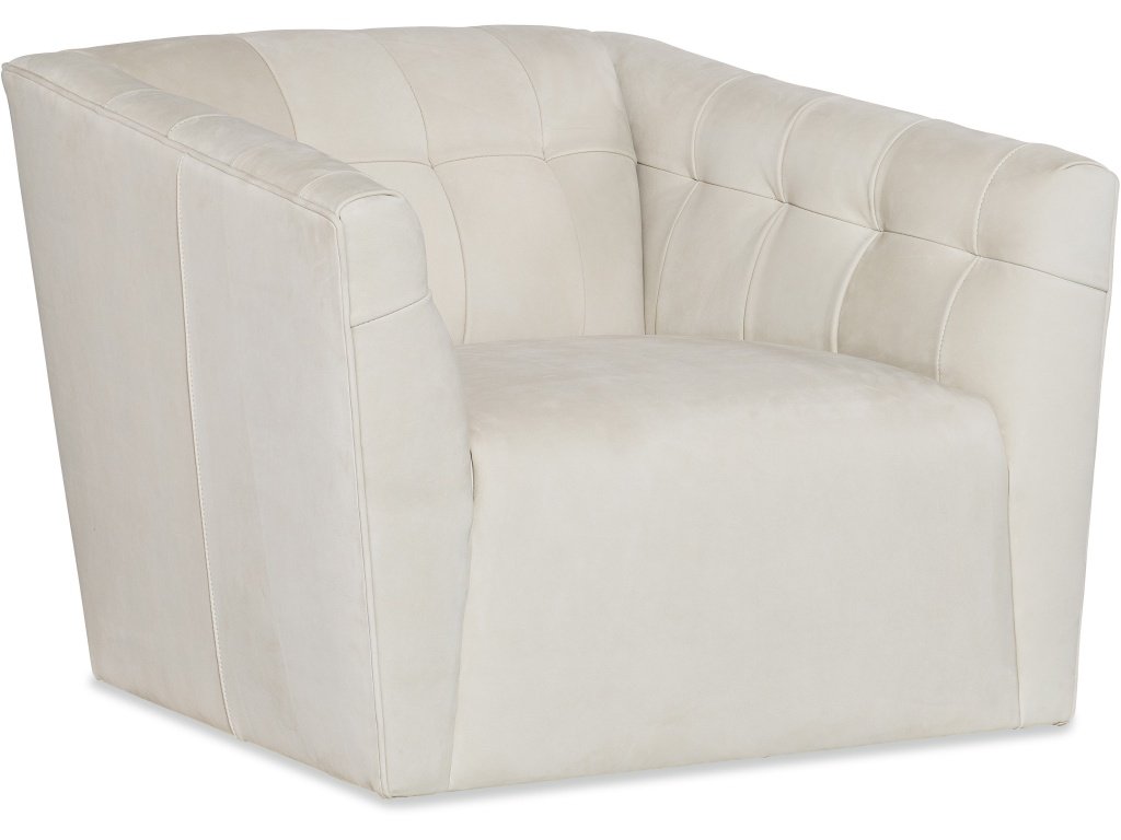 Elio Tufted Swivel Chair - Leather