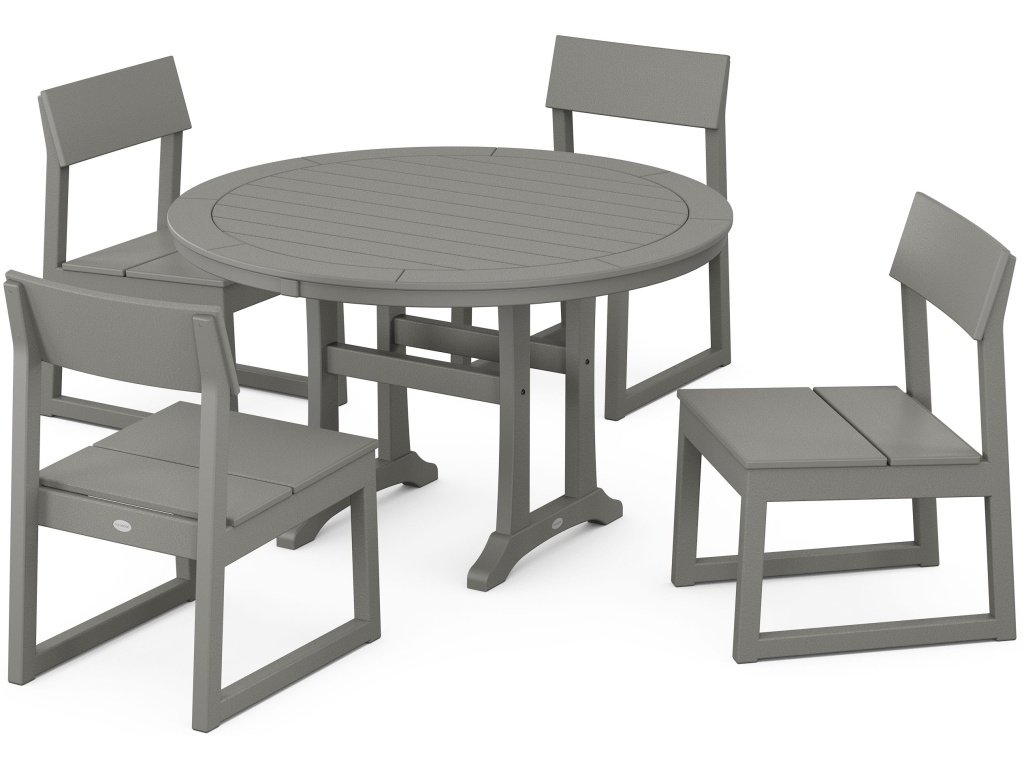 Edge Side Chair 5-Piece Round Dining Set With Trestle Legs