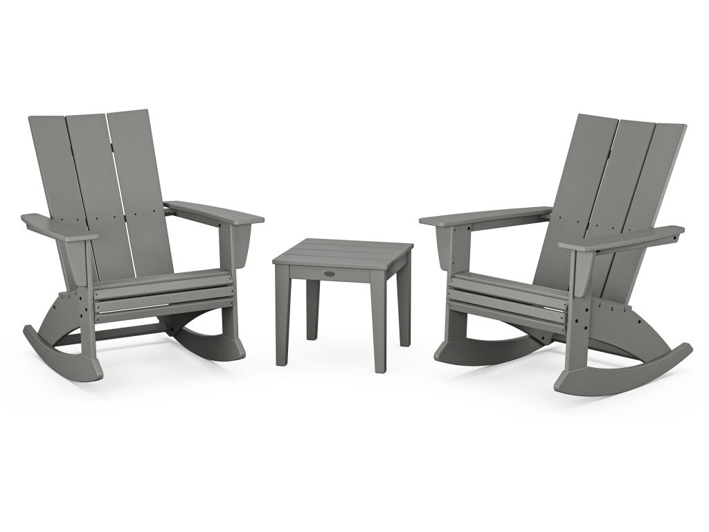 Modern Curveback 3-Piece Adirondack Rocking Chair Set