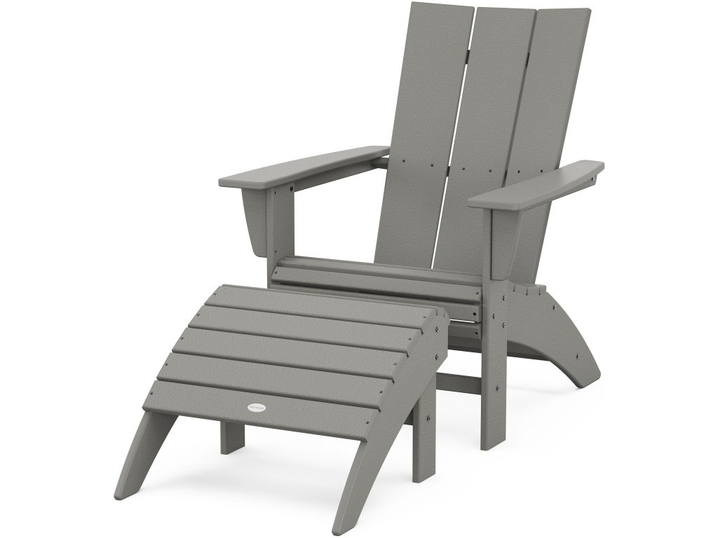 Modern Curveback Adirondack Chair 2-Piece Set With Ottoman