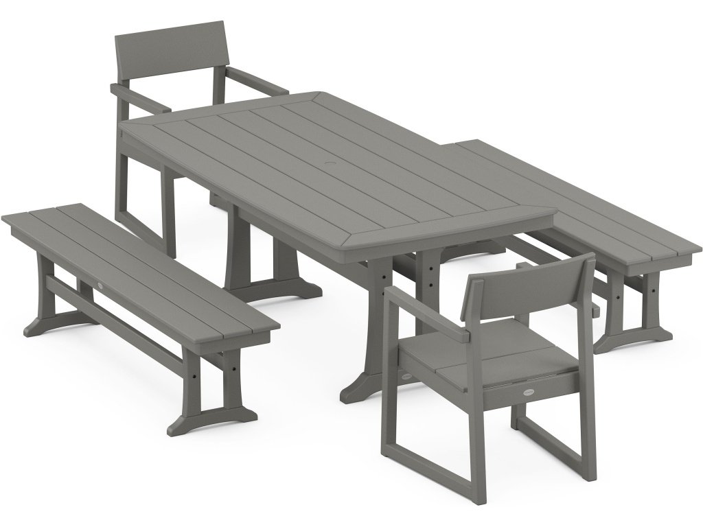 Edge 5-Piece Dining Set With Trestle Legs