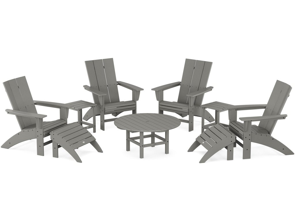 Modern Curveback Adirondack Chair 9-Piece Conversation Set