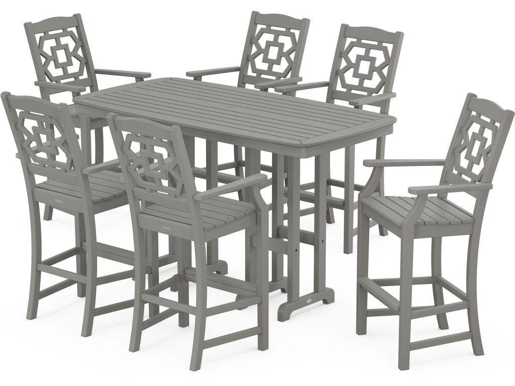 Chinoiserie Arm Chair 7-Piece Bar Set