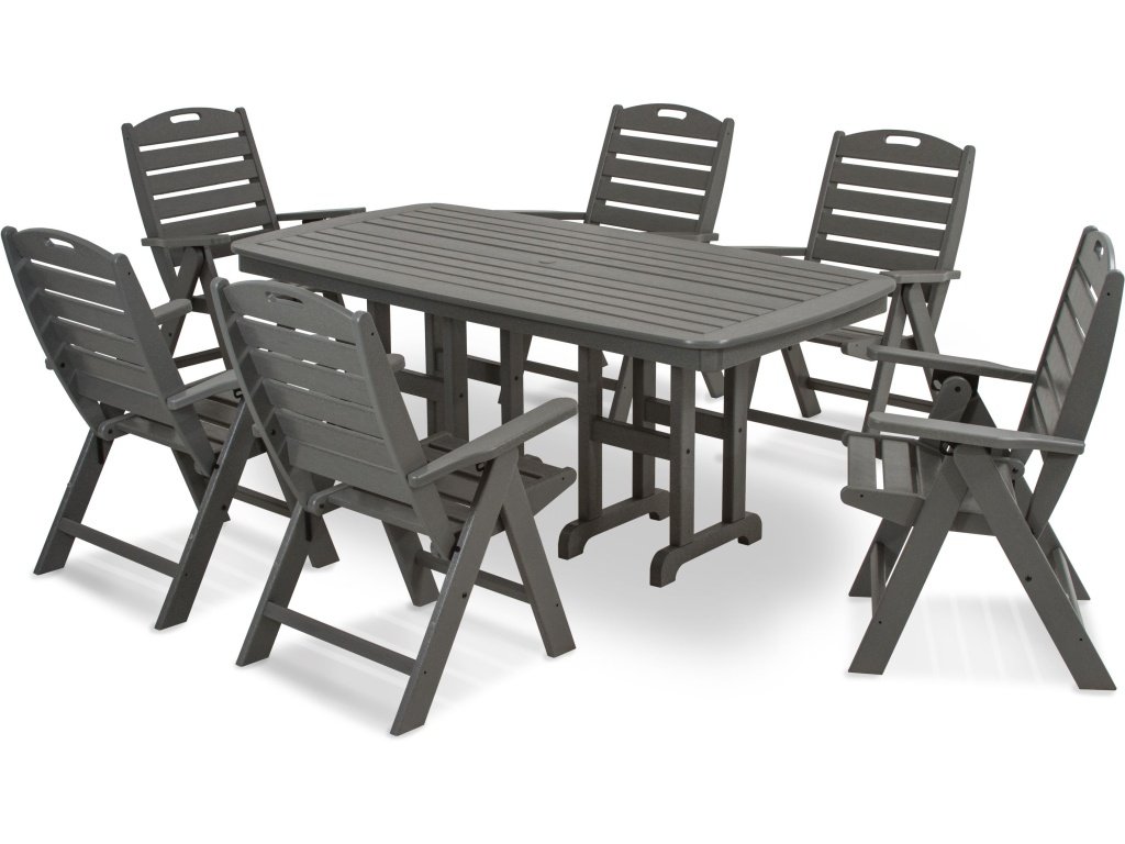 Nautical Folding Highback Chair 7-Piece Dining Set