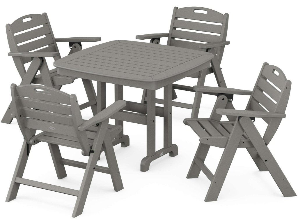 Nautical Folding Lowback Chair 5-Piece Dining Set