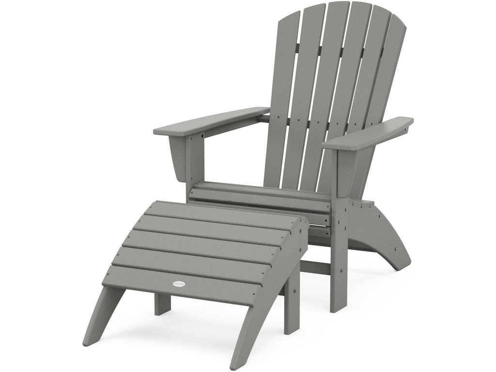 Nautical Curveback Adirondack Chair 2-Piece Set With Ottoman