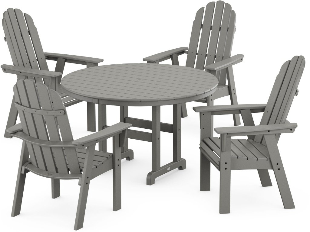 Vineyard Curveback Adirondack 5-Piece Round Farmhouse Dining Set
