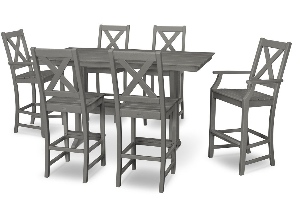 Braxton 7-Piece Farmhouse Trestle Bar Set