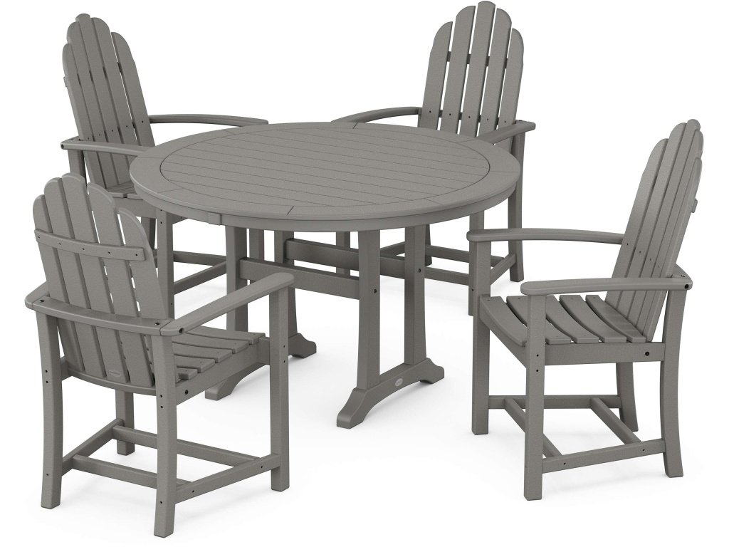 Classic Adirondack 5-Piece Round Dining Set With Trestle Legs