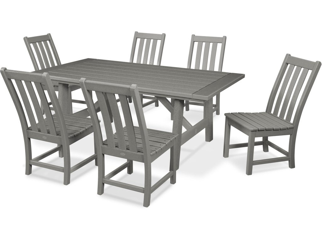 Vineyard 7-Piece Rustic Farmhouse Side Chair Dining Set