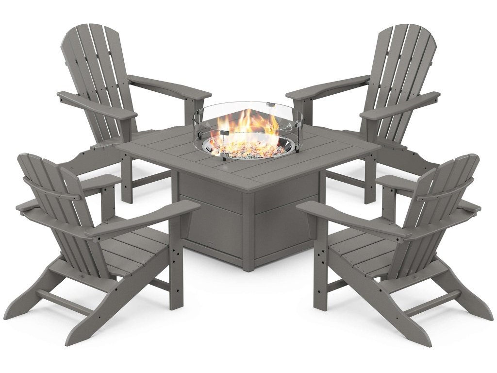 Palm Coast 5-Piece Adirondack Chair Conversation Set With Fire Pit Table