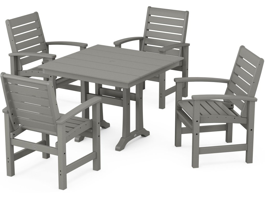 Signature 5-Piece Farmhouse Dining Set With Trestle Legs